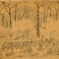 Battle of Shiloh or Pittsburg Landing, Tennessee: Left Wing near the Peach Orchard